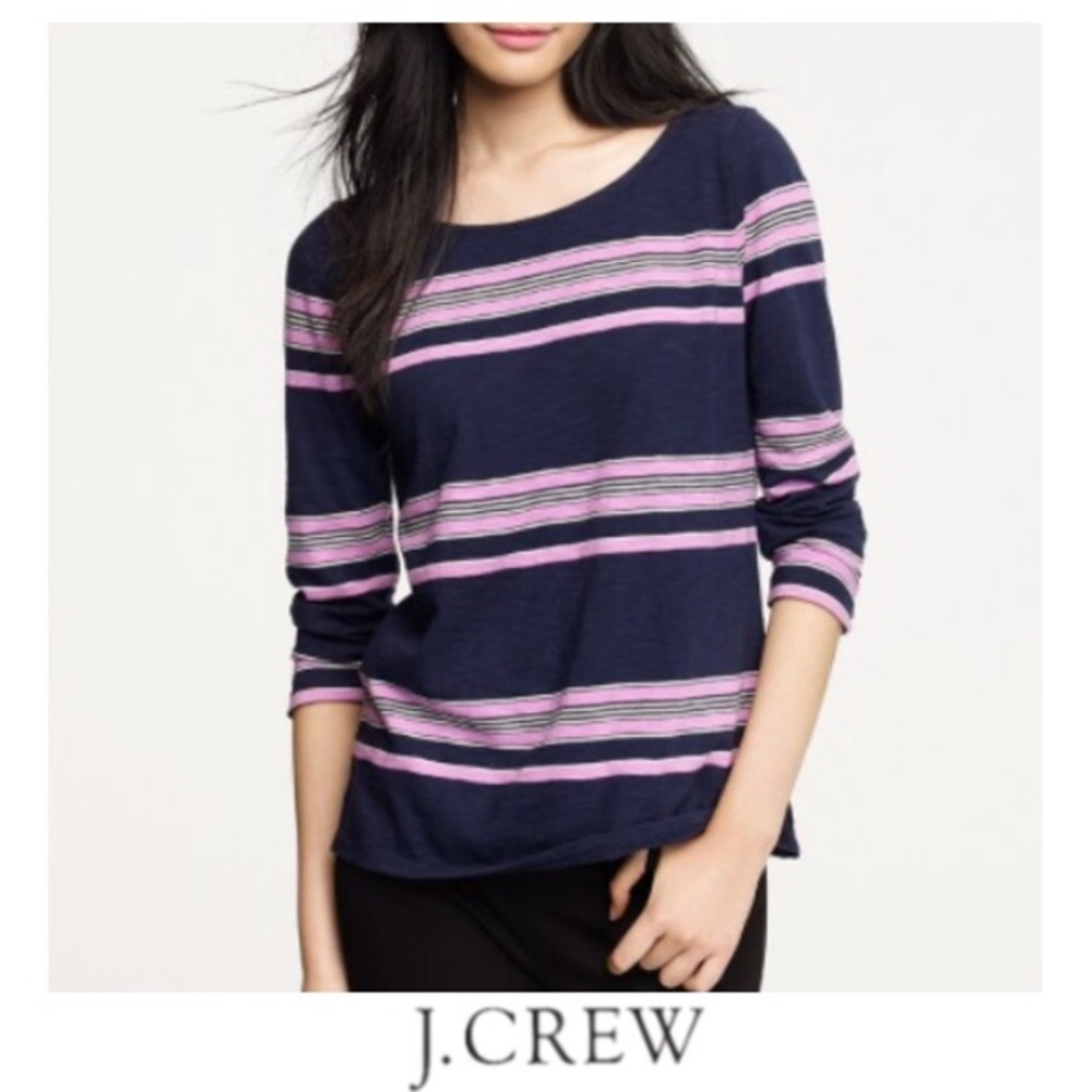 🚫SOLD ON DEPOP🚫 J. Crew Boardwalk Striped Zipper Tee
